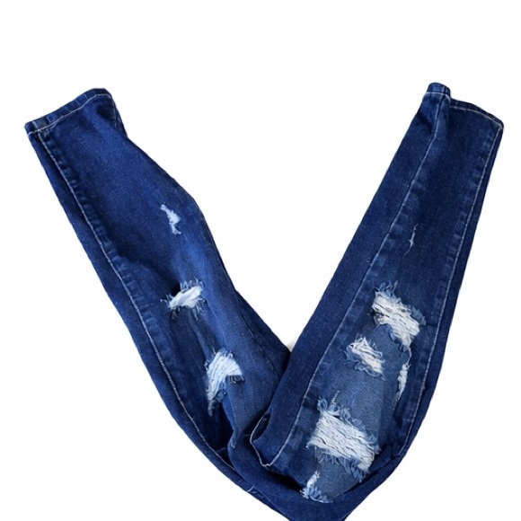 KanCan Dark Blue Distressed Boyfriend Jeans - Picture 3 of 6